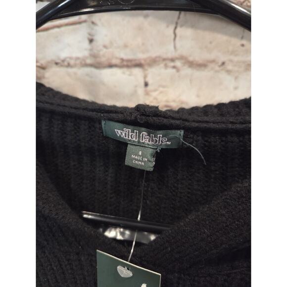 Wild Fable Women Black Ribbed Knit Hooded Pullover Sweater Size S - Picture 2 of 3